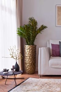 Pflanzkübel Bodenvase Fiberglas AMOLAR Bronze Metallic