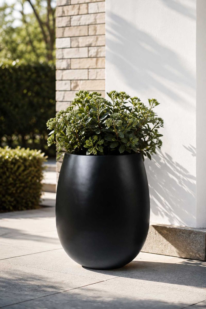 Blumentopf BALAO Schwarz wetterfest, Fiberglas | 1110980
