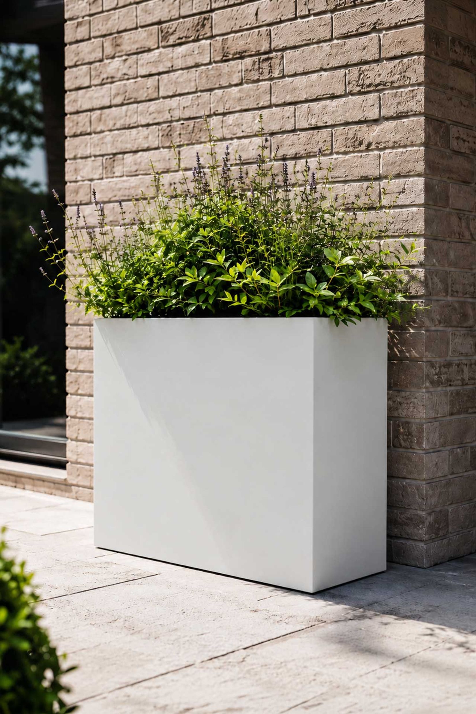 Pflanzkübel Raumteiler Fiberglas "Elemento", Weiß Matt