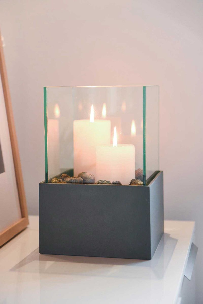Deko-Windlicht Kerzenhalter viereckig CANDELITA Anthrazit | 307160103229