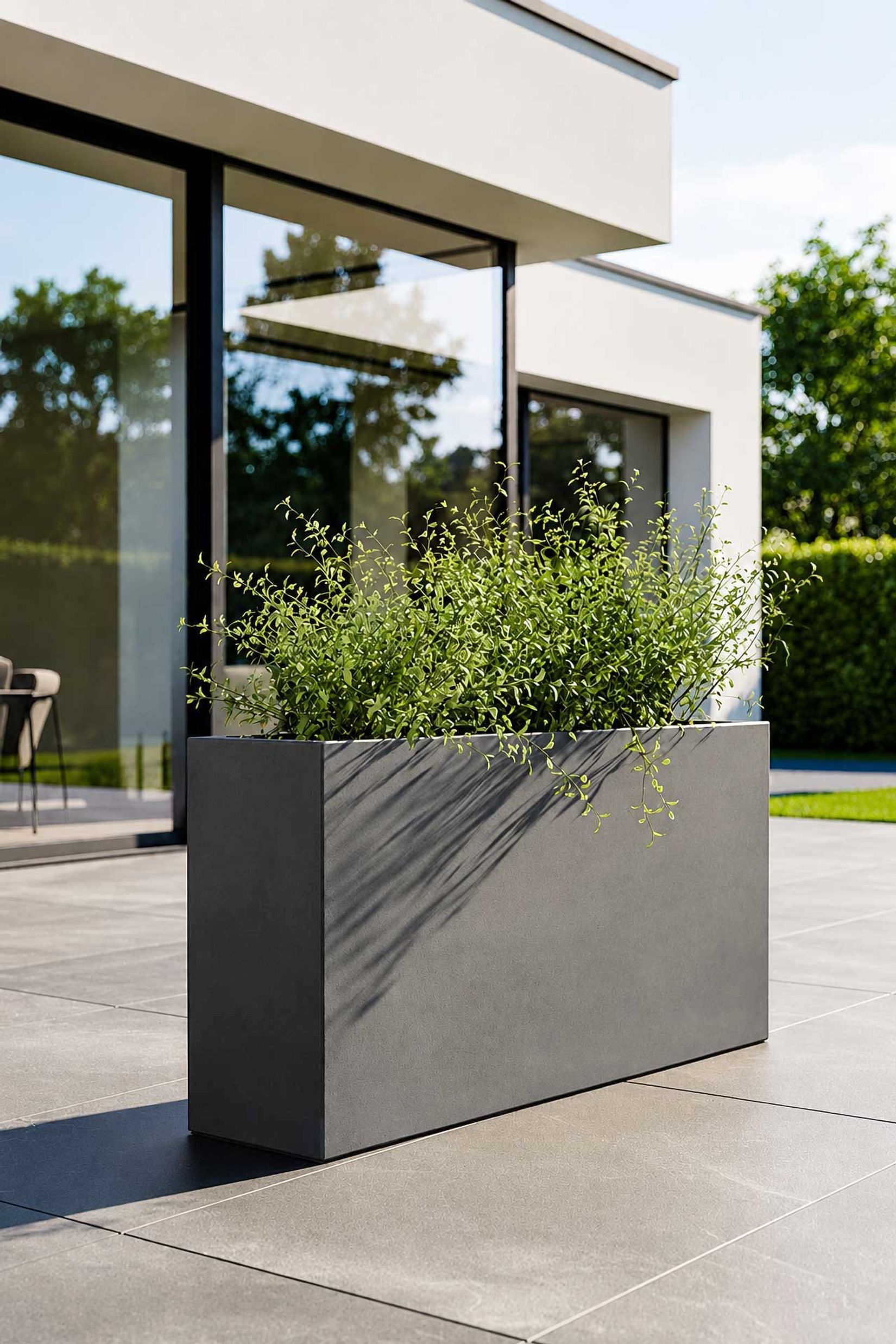 Pflanzkbel Raumteiler Fiberglas Beton-Design Grau ELEMENTO SLIM |  256110121950 | VIVANNO