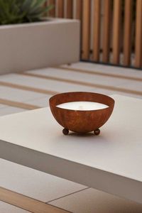 Schale mit Kerze Cortenstahl Halbkugel SOPLAR