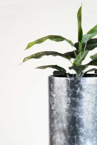 Pflanzgefäß Bodenvase SOLERIO Fiberglas Silber Hochglanz