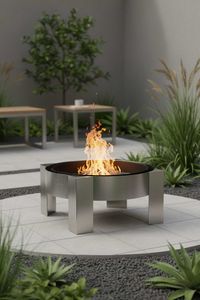 Design Feuerschale Edelstahl "Fuego", Gebürstet