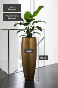 Pflanzkübel XELA Fiberglas 34x92 cm Gold