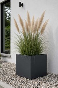 Pflanzkübel Blumenkübel Fiberglas Graphitgrau BLOCK