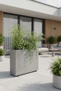 Pflanzkübel Raumteiler auf Rollen Fiberglas ELEMENTO Beton-Design Grau