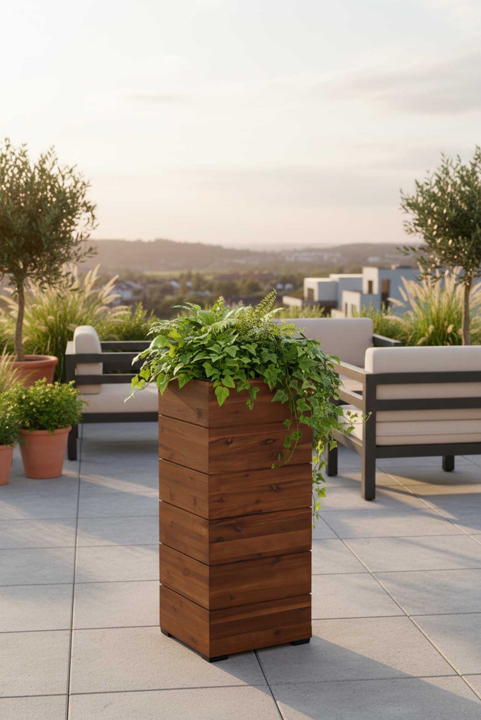 Pflanzkübel Blumenkübel Holz BLOCK Säule mit Einsatz