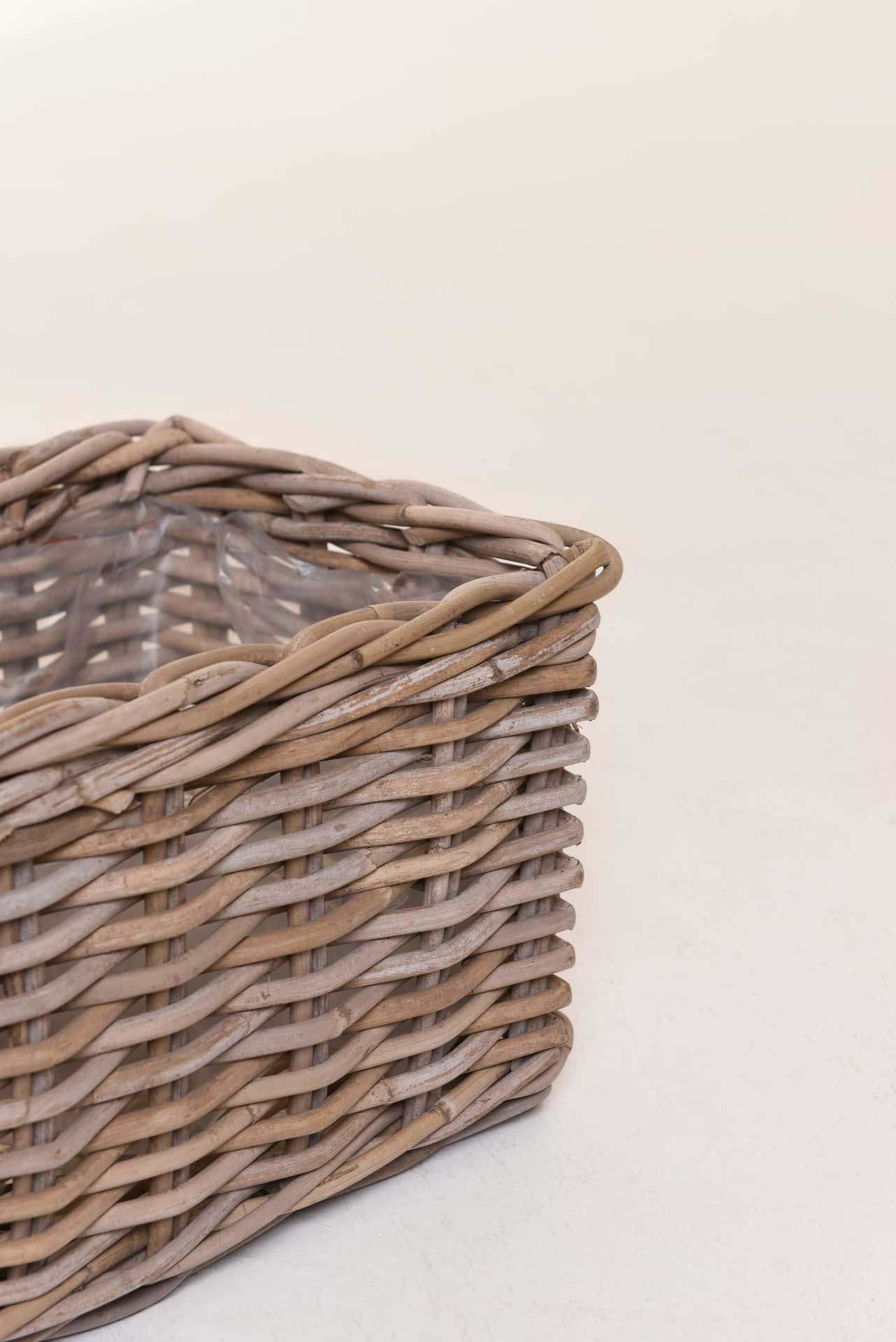 Blumenkasten Blumenkorb Rattan FLORET Grau Natur
