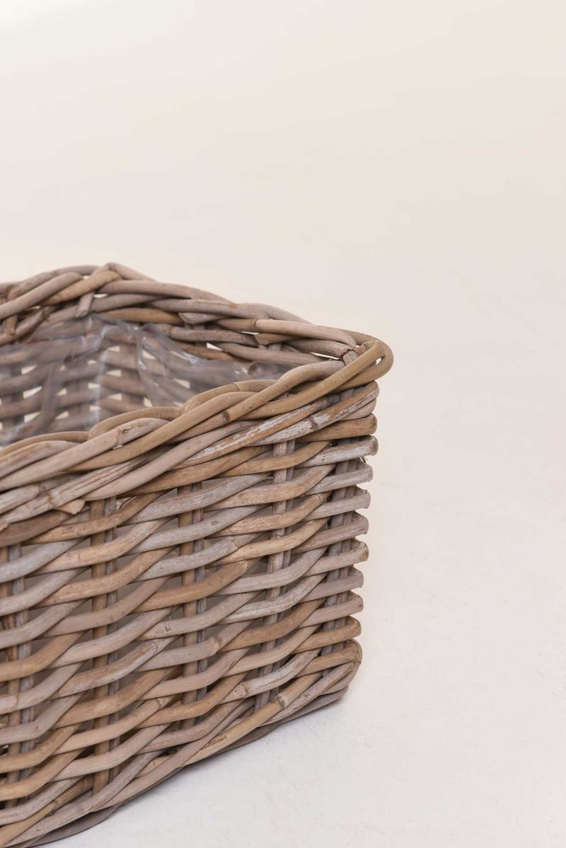Blumenkasten Blumenkorb Rattan FLORET Grau Natur | 40x23x20 cm | 80004410140