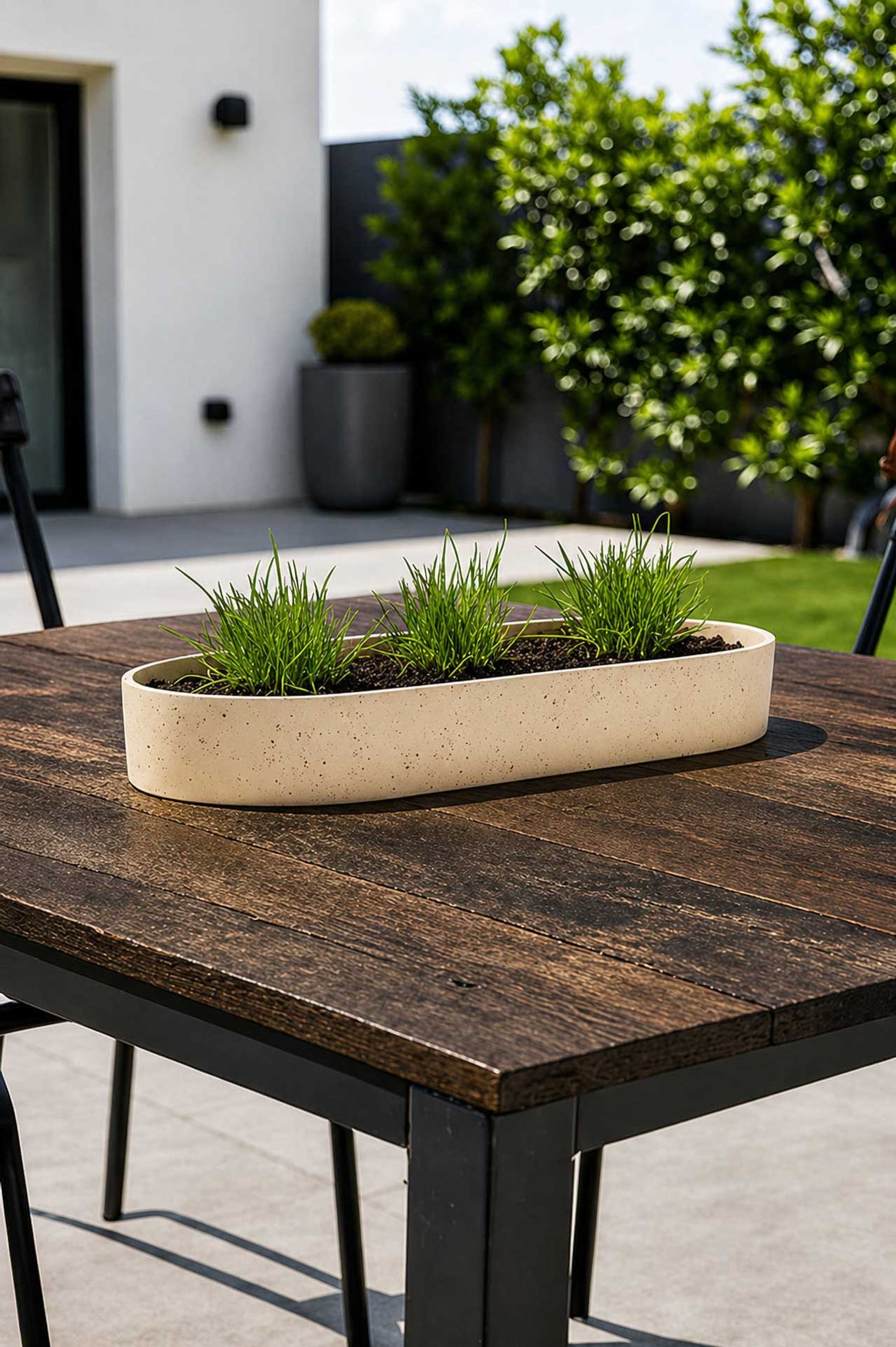 Pflanzschale SOLENA Fiberglas 35x20x5 cm Beige