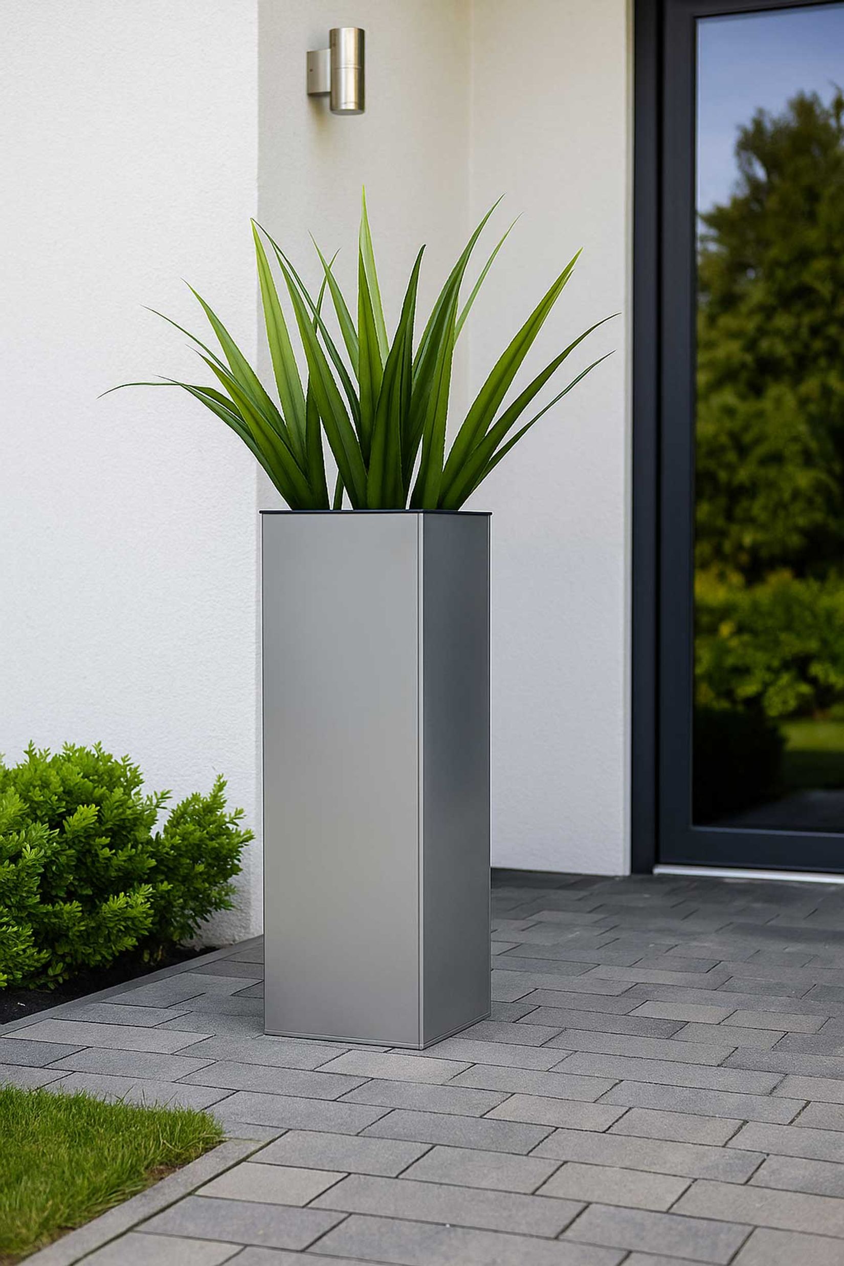 Pflanzkübel Blumenkübel Zink "Block", Silber