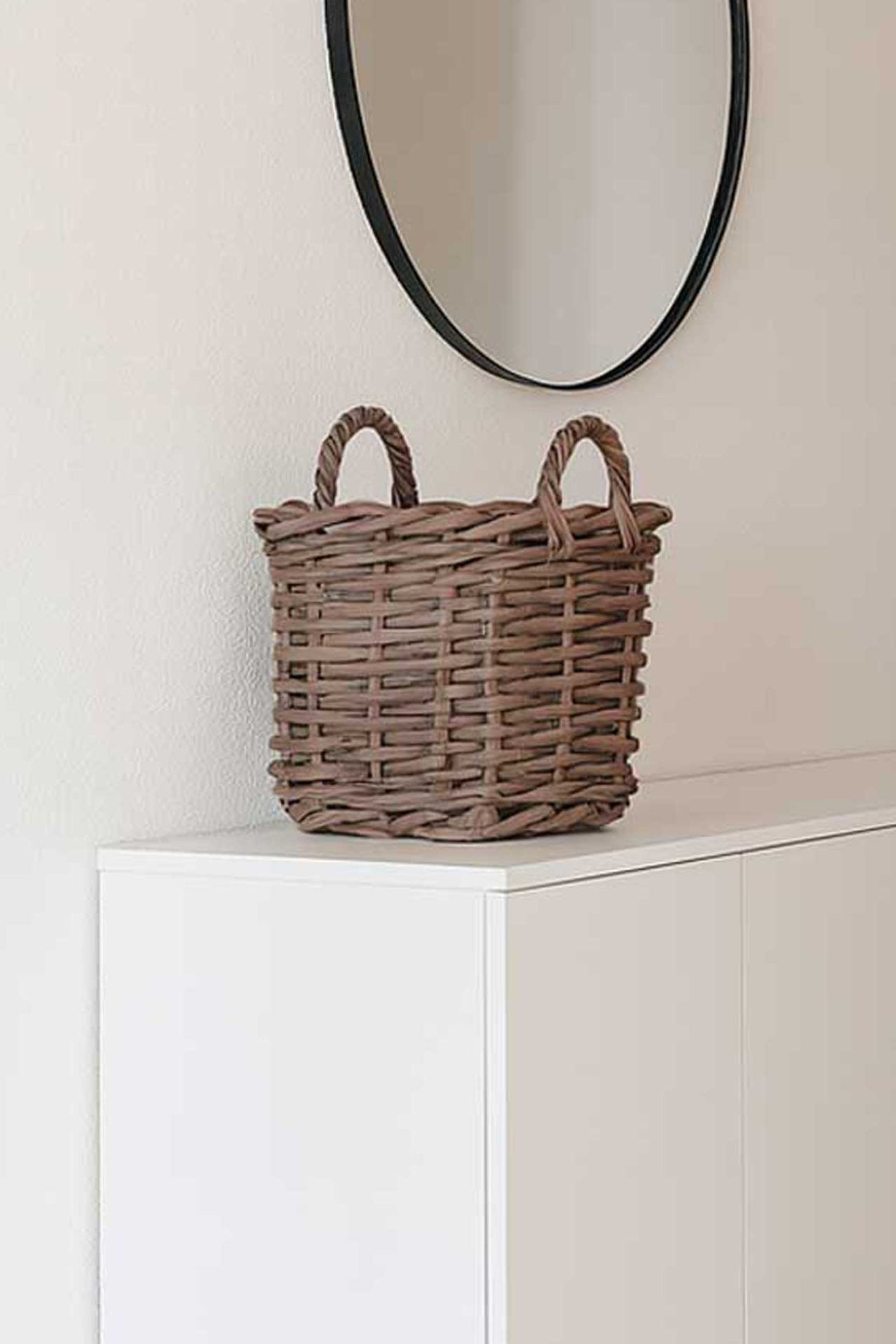 Korb Dekokorb Rattan CABAZ Grau Natur Korb Dekokorb Rattan CABAZ Grau Natur