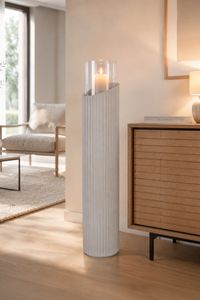 Windlichtsäule CANDRA Fiberglas 22x111 cm Grau