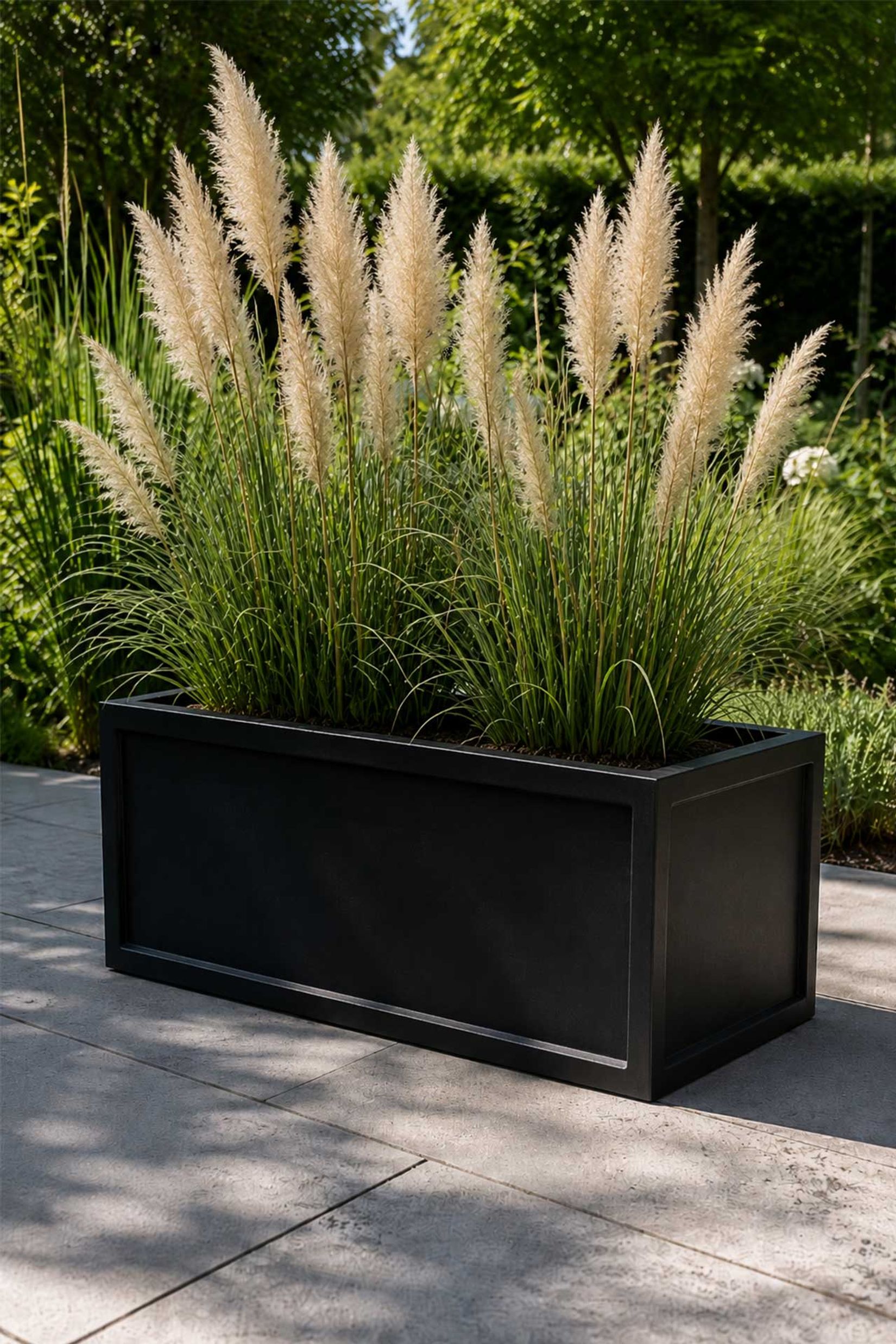 Pflanzkübel Pflanztrog MAXI COTTAGE Fiberglas 100x45x45 cm Anthrazit