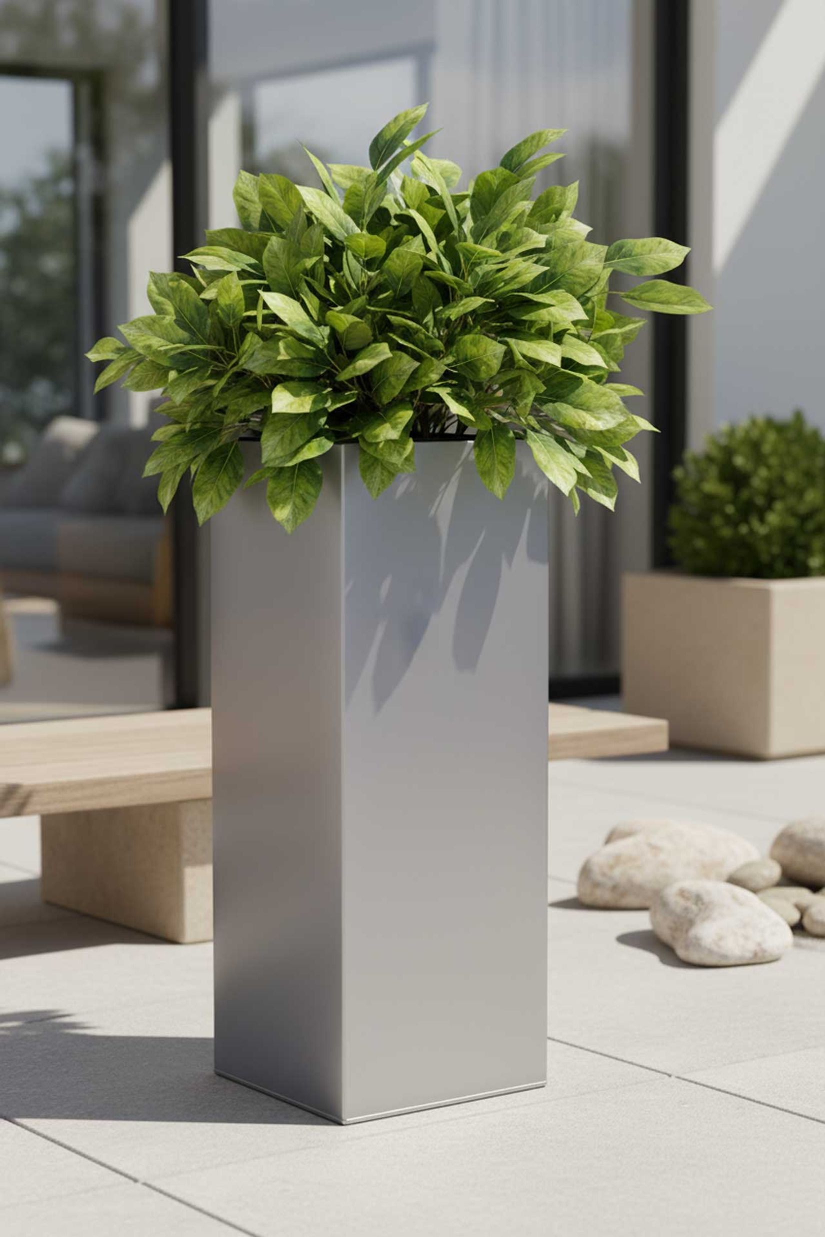 Pflanzkübel Blumenkübel Zink "Block", Silber Pflanzkübel Blumenkübel Zink "Block", Silber