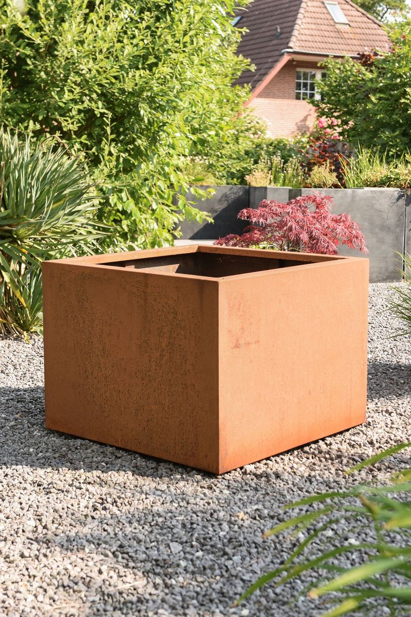 Pflanzkübel Blumenkübel eckig Cortenstahl CORE Rostbraun | 80x80x60 cm | CORE-CA6.2