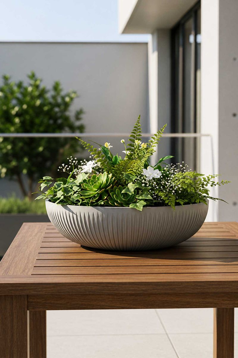 Pflanzschale Blumenschale Fiberglas PLANA Skandigrau | 1110160
