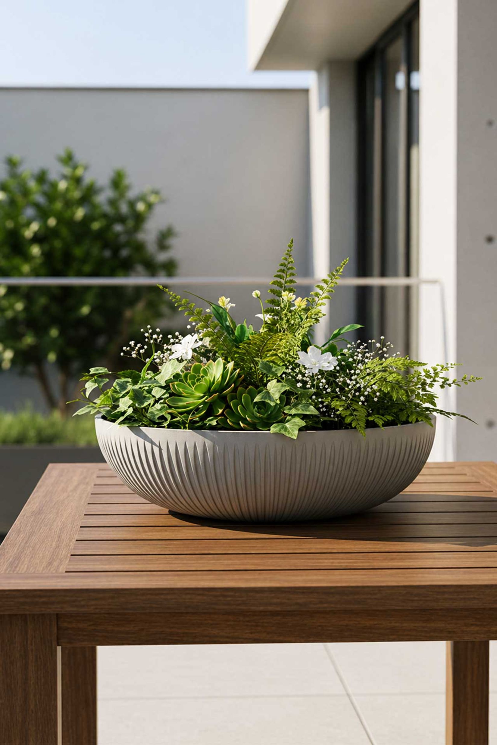 Pflanzschale Blumenschale Fiberglas PLANA Skandigrau