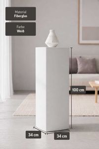 Sockel Säule Fiberglas Weiß matt PODEST 100 cm Höhe