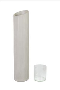 Windlichtsäule CANDRA Fiberglas 22x111 cm Grau