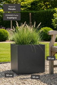 Pflanzkübel Blumenkübel Fiberglas Graphitgrau BLOCK