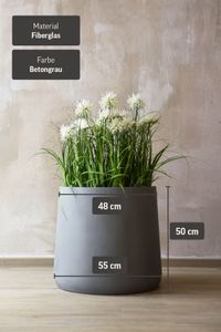 Blumentopf Pflanzkübel Fiberglas VEKRA Beton-Design Grau