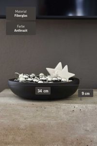 Pflanzschale Blumenschale Fiberglas "Plana", Anthrazit