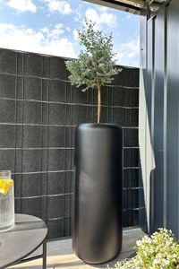 Pflanzgefäß Bodenvase Fiberglas MERA Schwarz Matt