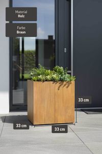 Pflanzkübel Blumenkübel Würfel Holz BLOCK Braun