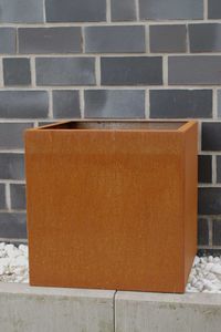 Pflanzkübel Blumenkübel Cortenstahl "Block" Würfel, Rostbraun