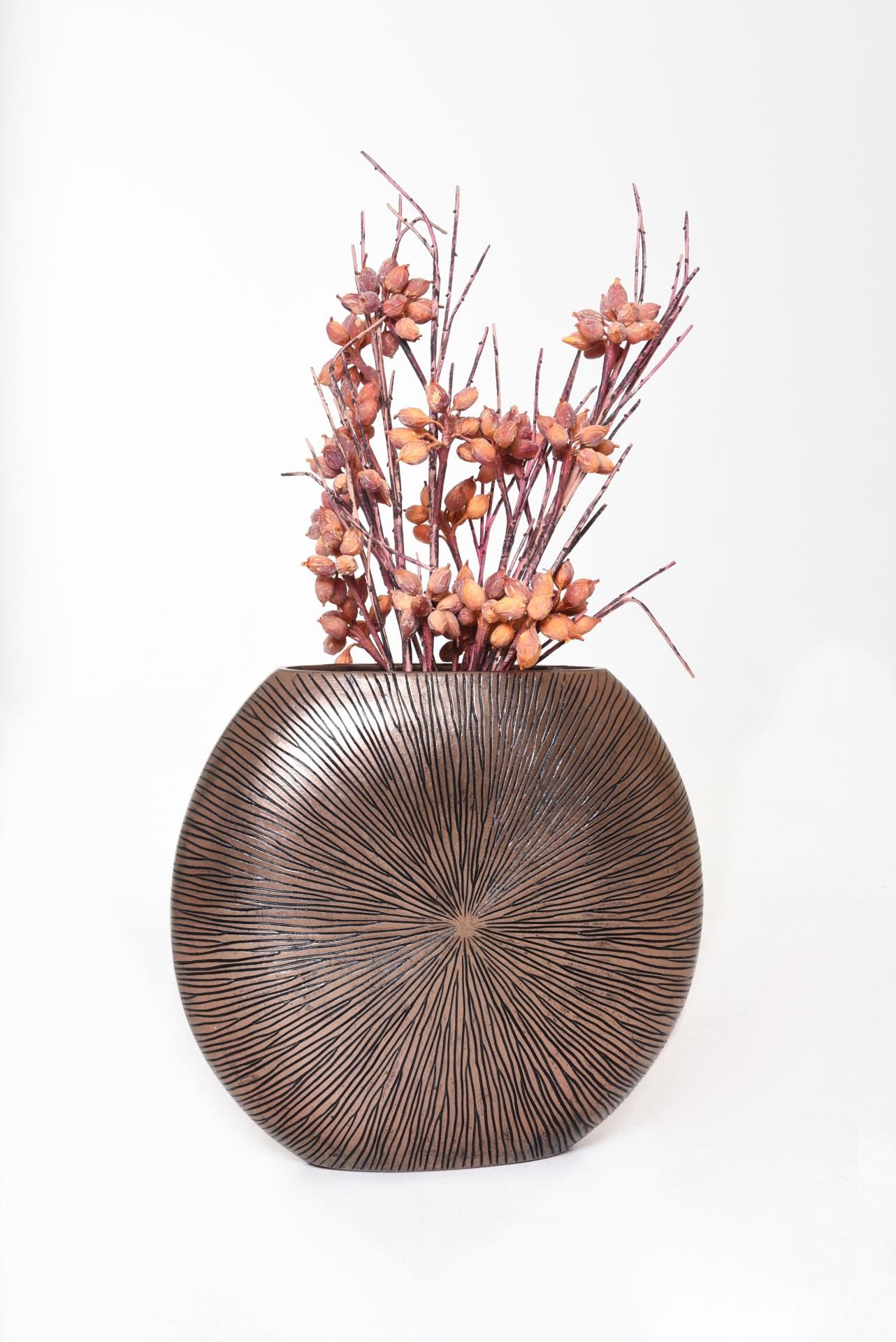 Vase Deko Bodenvase Fiberglas ATENA - Bronze Kupfer Schwarz | 661412455185