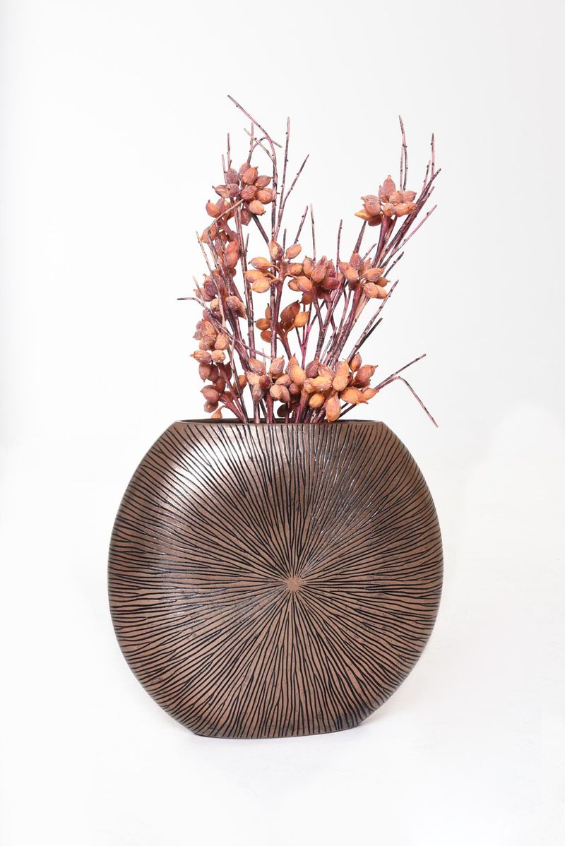 Vase Deko Bodenvase Fiberglas ATENA - Bronze Kupfer Schwarz | 661412455185