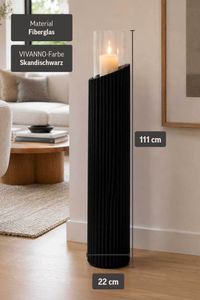 Windlichtsäule CANDRA Fiberglas 22x111 cm Schwarz