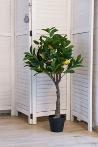 Kunstpflanze Kunststoff Zitronenbaum im Topf mit Früchten LIMONA