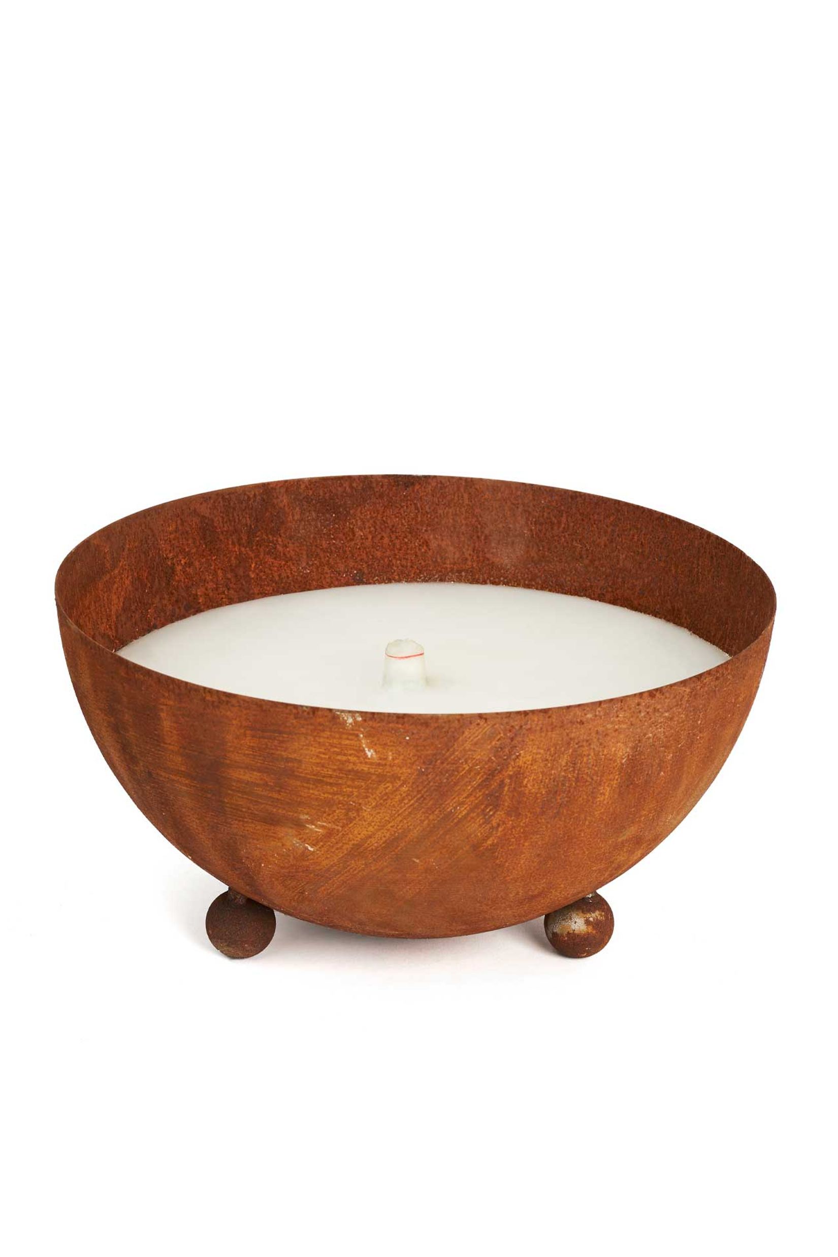 Schale mit Kerze Cortenstahl Halbkugel SOPLAR