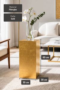 Podest Säule Dekosäule Fiberglas, Gold Hochglanz