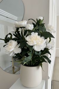 Kunstpflanze Pfingstrose Paeonia im cremefarbenen Dekotopf PEONY creme