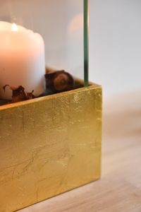 Deko-Windlicht Kerzenhalter viereckig CANDELITA Gold Hochglanz