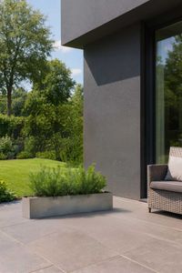 Blumenkasten Fensterbankkasten Fiberglas "Flobo", Beton-Design, Grau