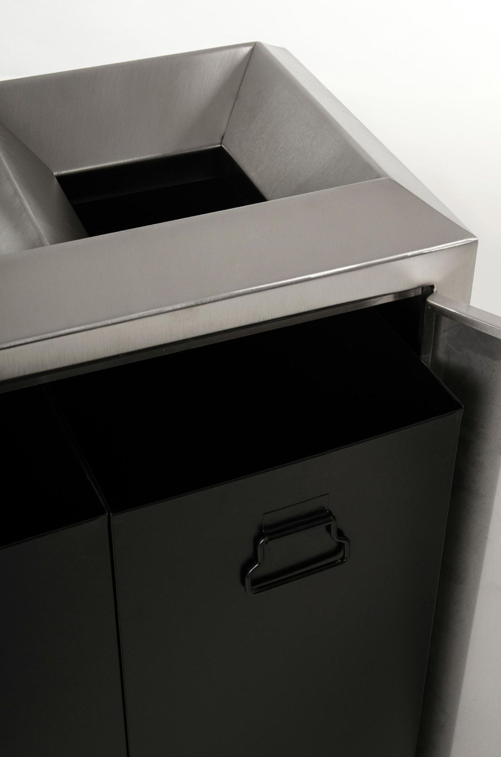 Mülleimer mit Müllboxen Edelstahl "Reciclo", Gebürstet