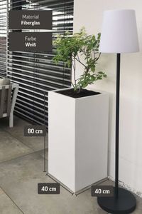 Pflanzkübel Blumenkübel Fiberglas "Block" Säule, Weiß Matt