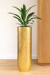 Pflanzgefäß Bodenvase SOLERIO Fiberglas Gold Hochglanz