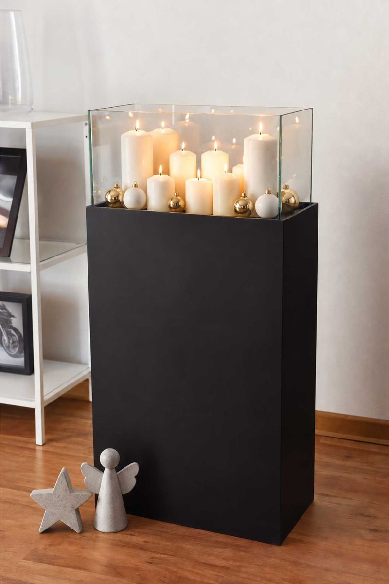 Windlichtsäule Windlicht Candela XL - Schwarz Matt | 911012035010
