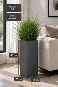 Pflanzkübel Blumenkübel Zink "Block", Anthrazit