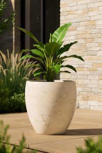 Blumentopf Fiberglas ANIRA 45x46 cm Beige
