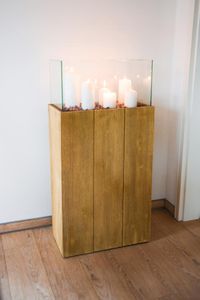 Windlichtsäule Windlicht Kerzenhalter CANDELA XL - Holz Braun