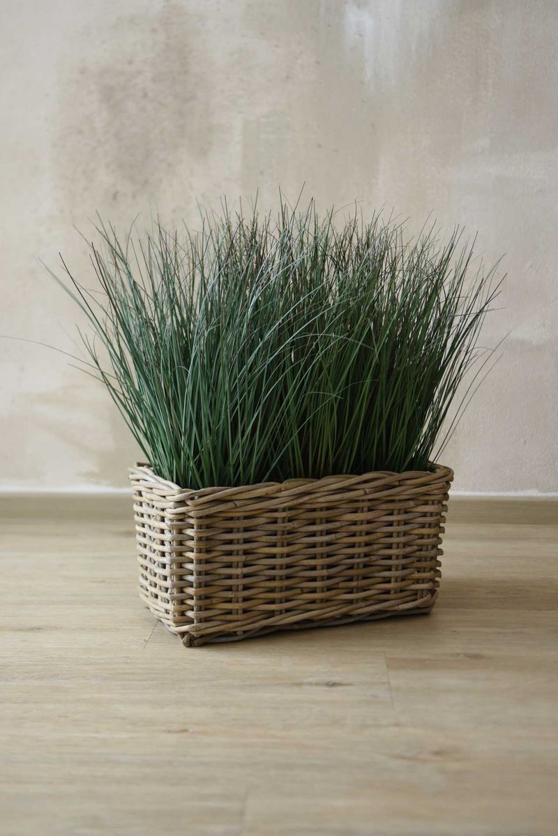 Blumenkasten Blumenkorb Rattan FLORET Grau Natur | 40x23x20 cm | 80004410140
