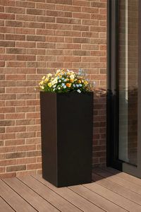 Pflanzkübel Blumenkübel Fiberglas "Block" Säule, Anthrazit