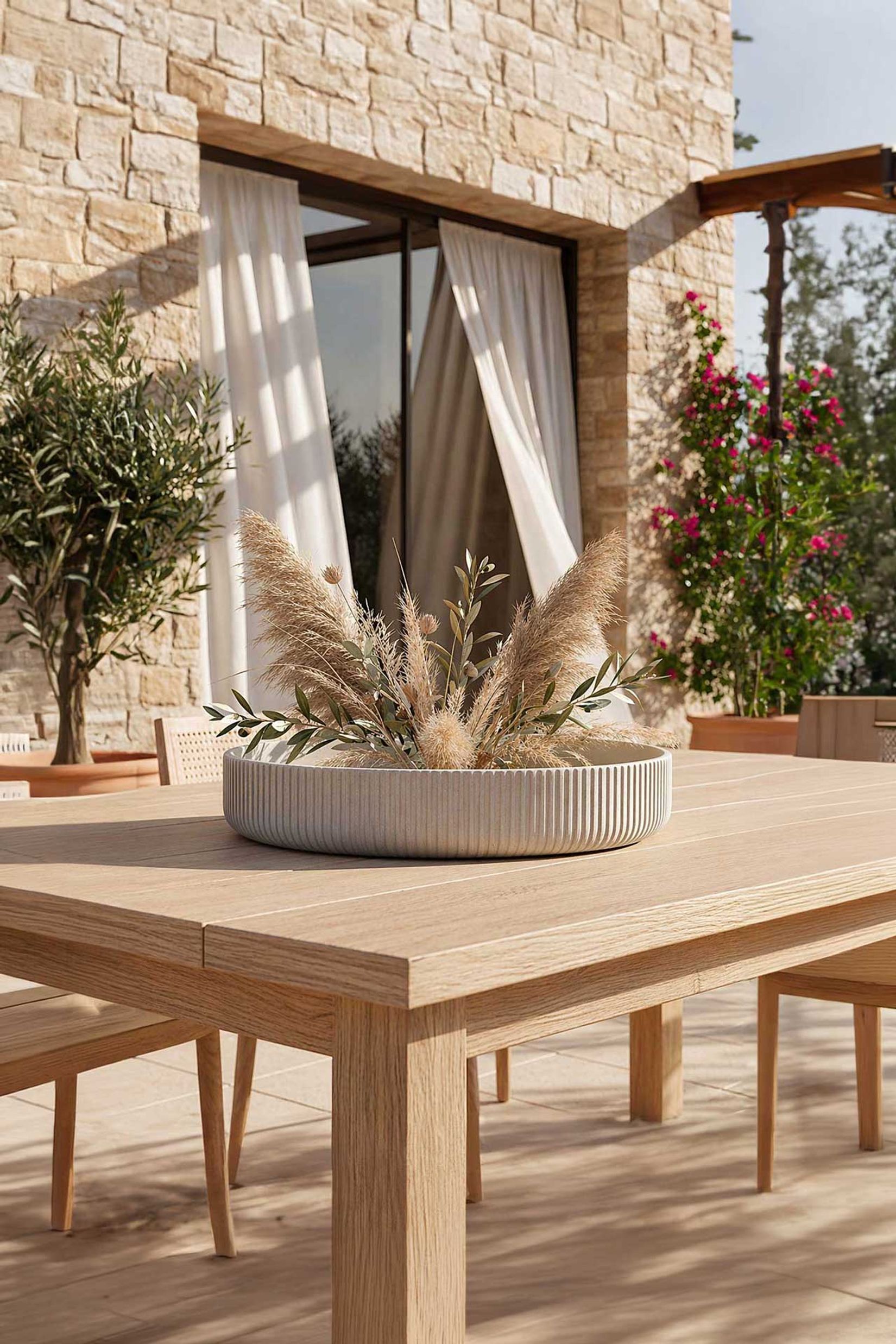 Pflanzschale Dekoschale Fiberglas ORYVEN Skandigrau